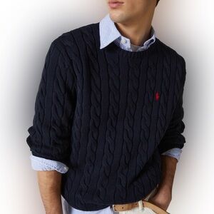 Polo Ralph Lauren Men’s Cable Knit Sweater Crew Neck Cotton Sz XL NWT